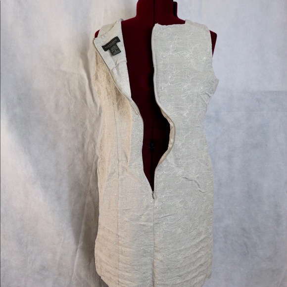 Van Heusen Linen Midi Tank Zip Embroidered Dress ! - Picture 5 of 7